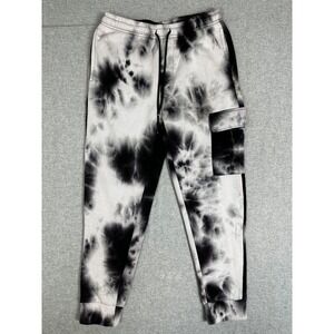 Public Record Cargo Jogger Mens M Purple Black/WHT Tie Dye Fleece Pockets